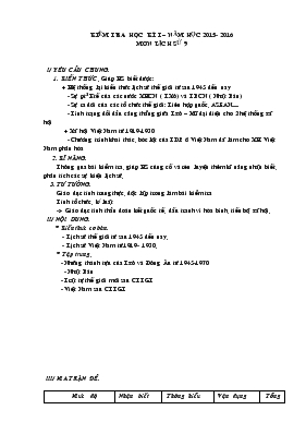 Đề thi Kiểm tra học kì I  năm học 2015- 2016 môn lịch sử 9